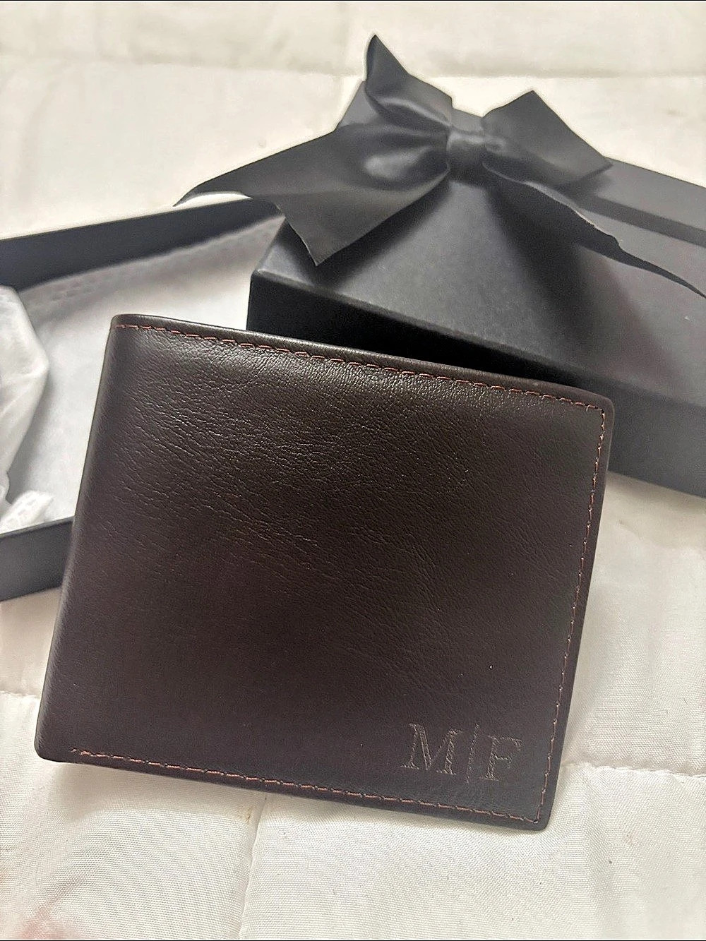 Brown Leather-Style Bifold Wallet Like New